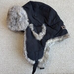 Yukon Tracks Hat Unisex L black Snow Genuine Rabbit Fur Bomber Ear Flaps